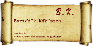 Barták Kászon névjegykártya